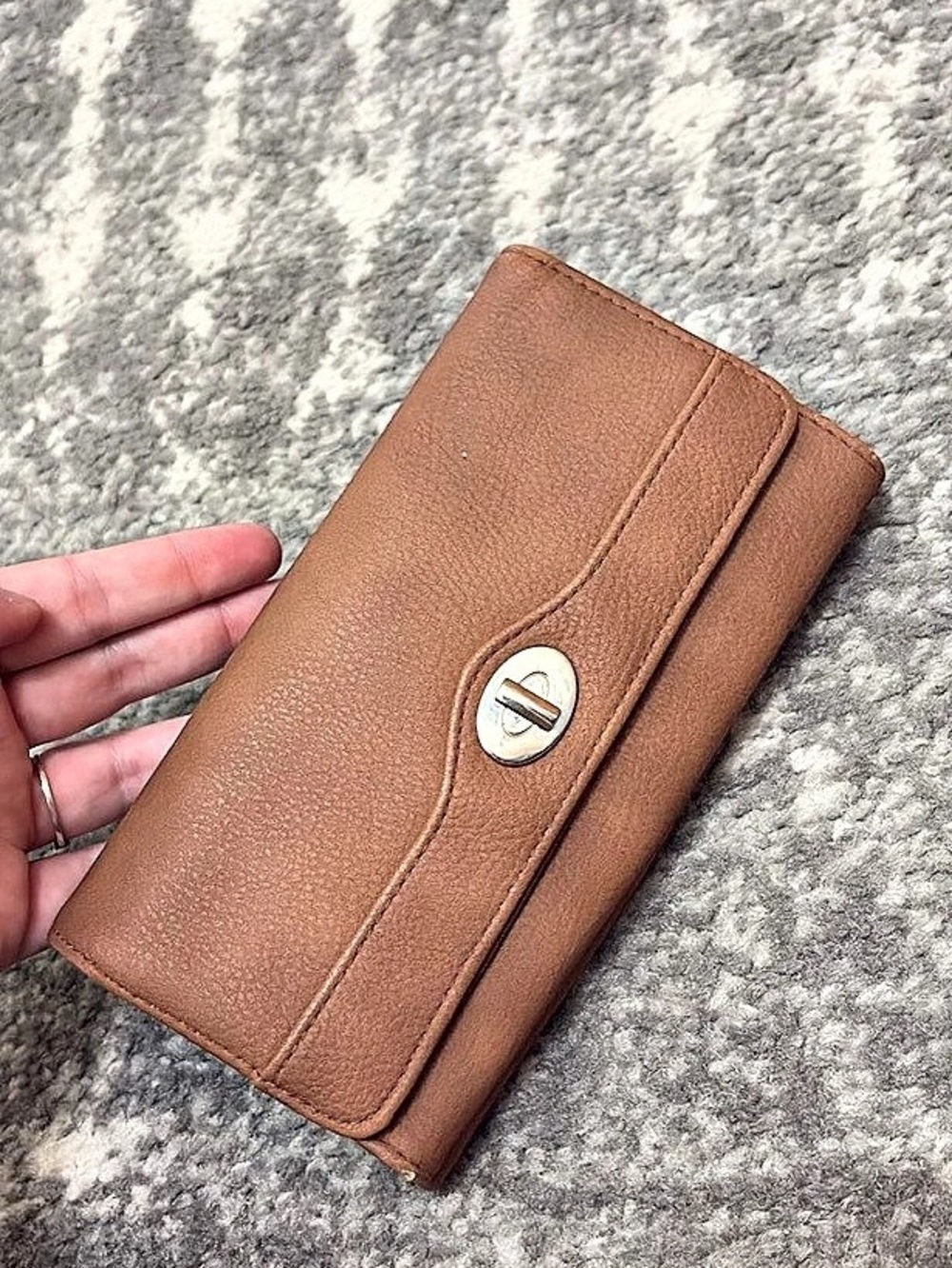Fossil Leather-Style Zip Wallet in Brown